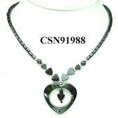 Hematite Heart Pendant Beads Stone Chain Choker Fashion Women Necklace